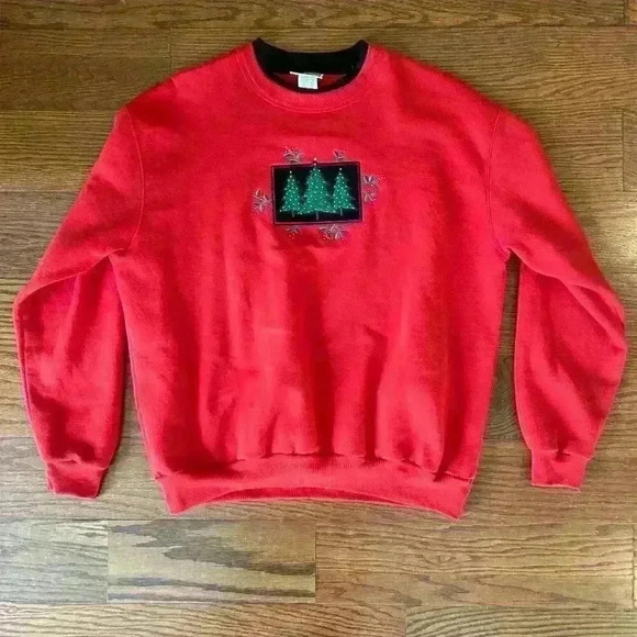 Vintage 90s Grandma Christmas Embroidered Sweatshirt Mock Neck Size 1X excellent - Picture 7 of 7